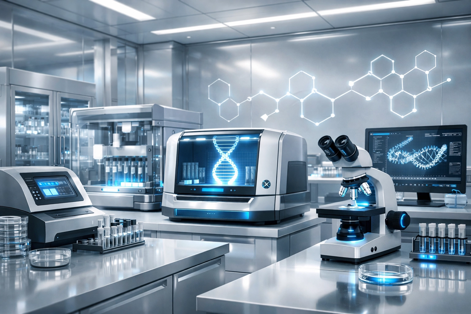 Modern high-tech genetic laboratory providing AABB-accredited DNA testing services.