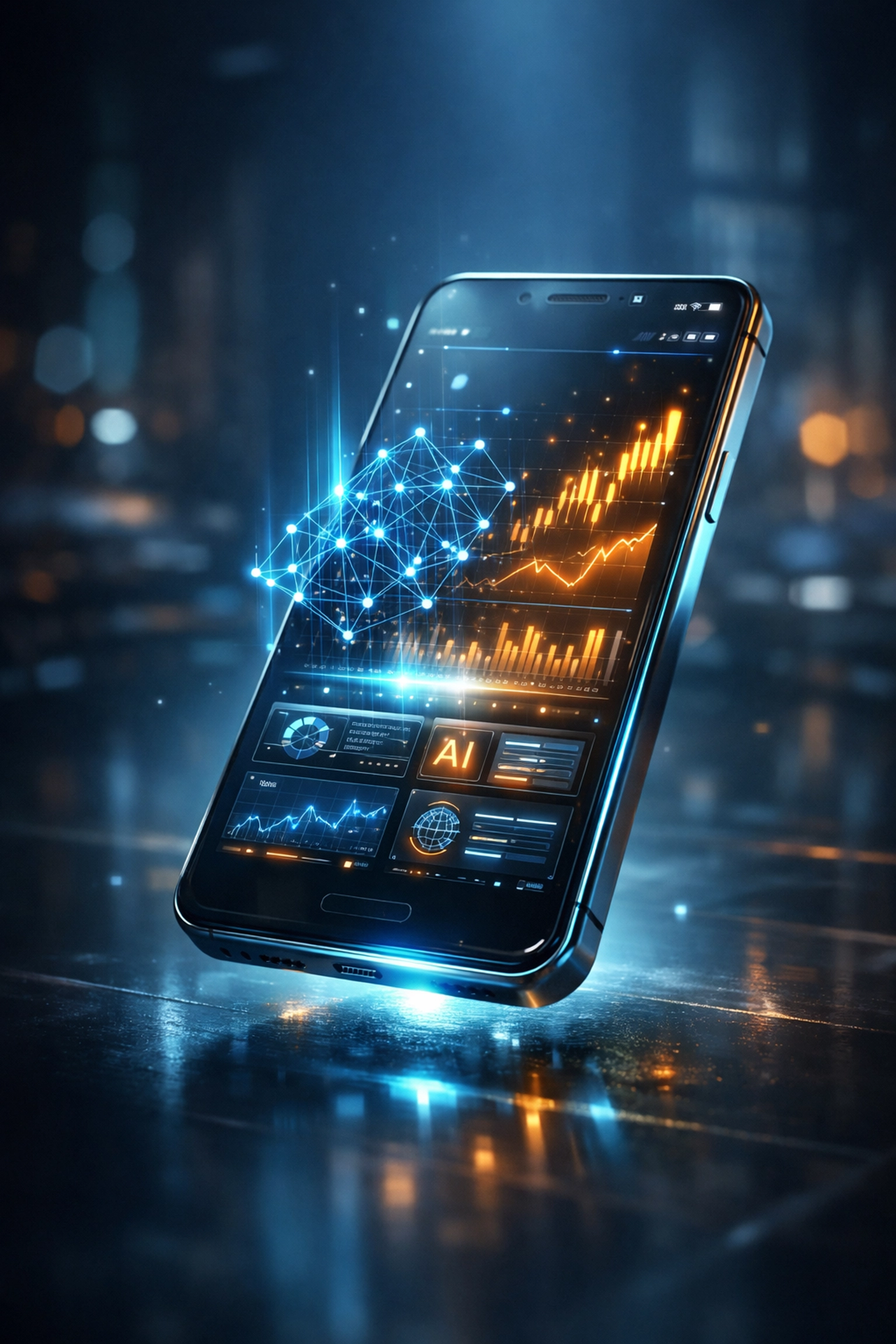 Digital financial charts on a phone illustrating personal finance trends 2026 and how to start a blog.