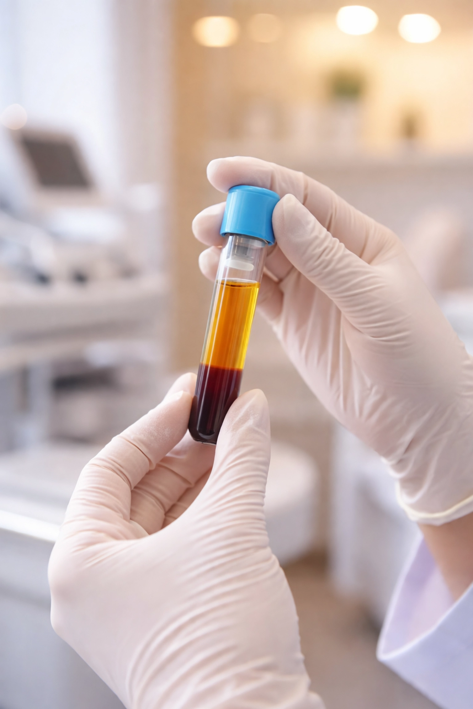 Close-up of platelet-rich plasma therapy preparation for advanced hair restoration treatment.