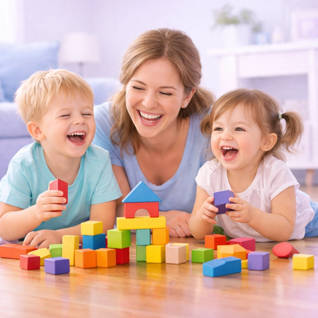 Mother and children playing on a clean floor, representing reclaimed family time in Waterloo.