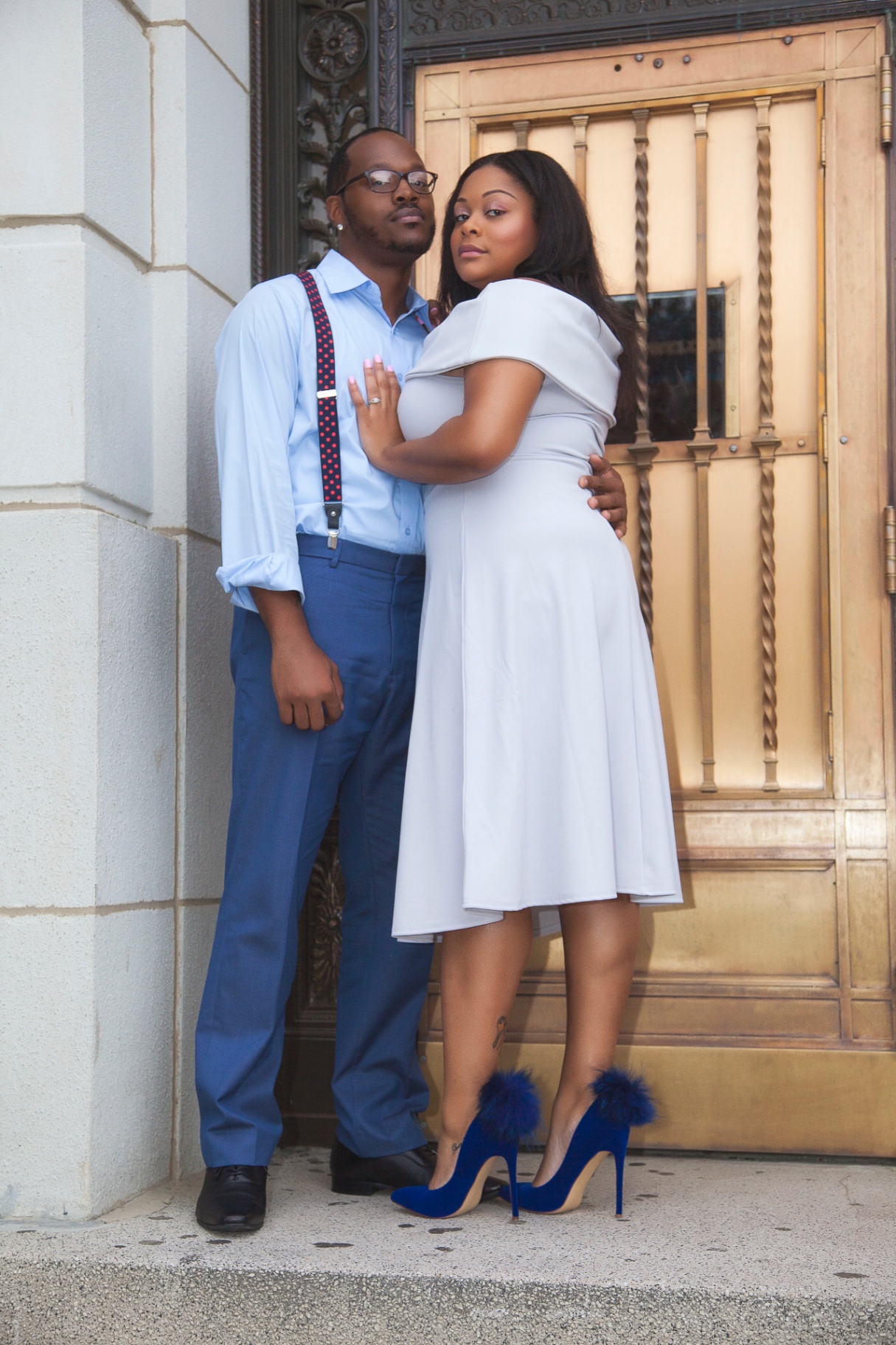 Elegant Couple Portrait on Stone Steps