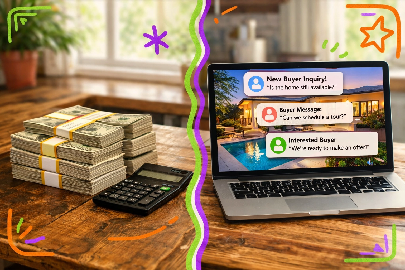 Cash offer comparison showing traditional payment versus AI-powered home listing marketing in Marietta Cash offer comparison showing traditional payment versus AI-powered home listing marketing in Marietta