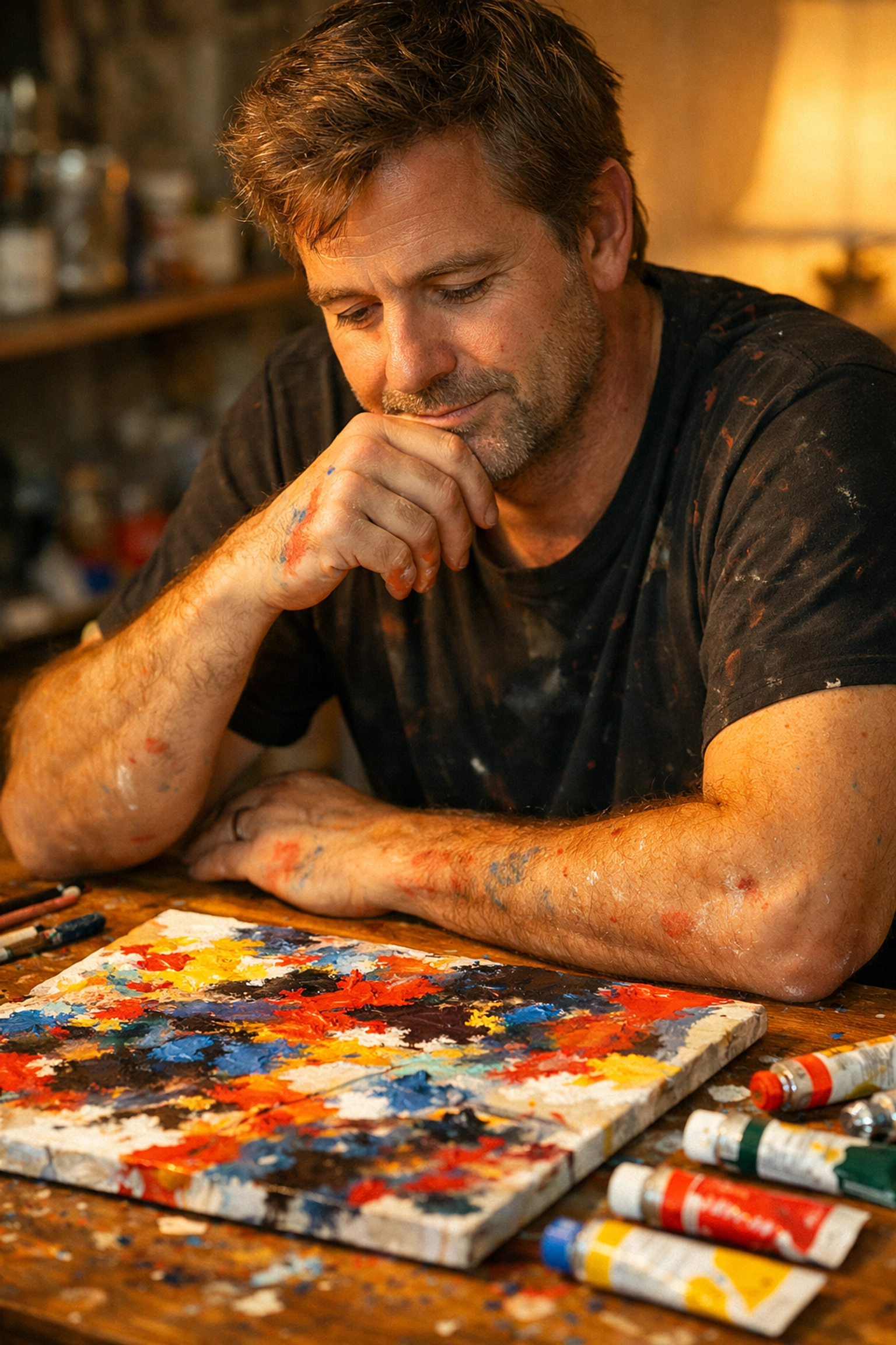 Corporate employee building emotional intelligence and self-awareness during an experiential creative workshop.