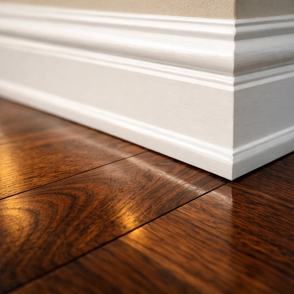 Detailed hardwood floor and baseboard cleaning as part of a luxury house cleaning service in Dover.