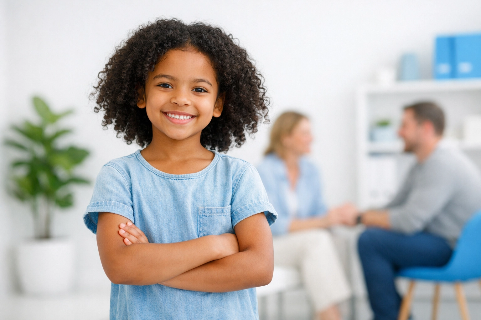Zelfverzekerd meisje na remedial teaching traject waarbij ouders en professional nauw samenwerken.
