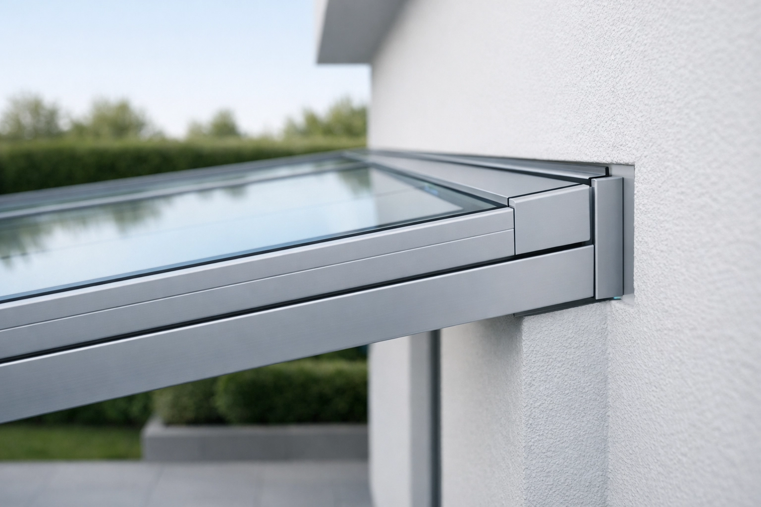 Stabiles Glasdach mit Aluminiumrahmen als langlebige Terrassenüberdachung für moderne Häuser in Wien.