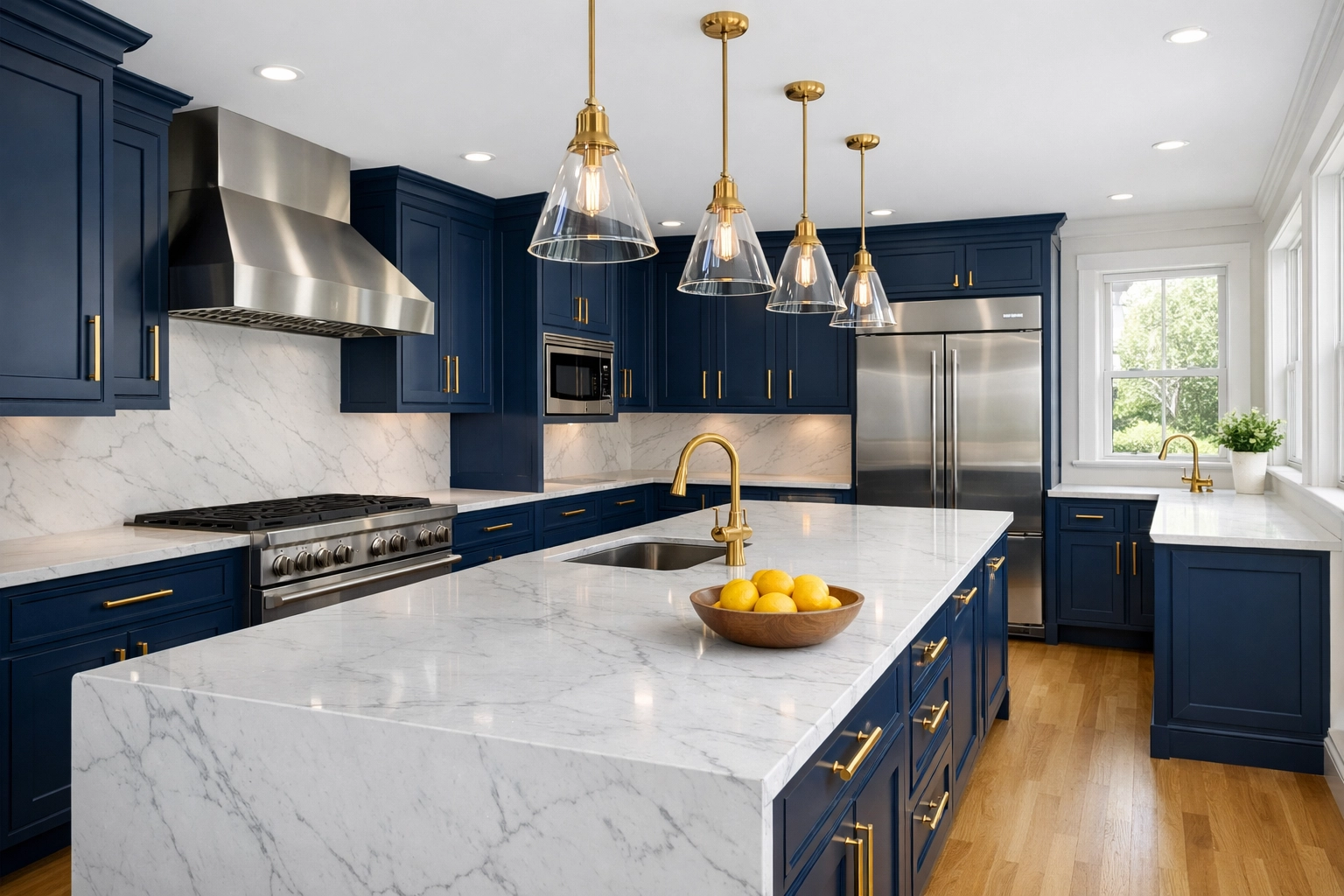 Luxury kitchen in a Massachusetts home after a professional deep cleaning MA session with gleaming appliances.