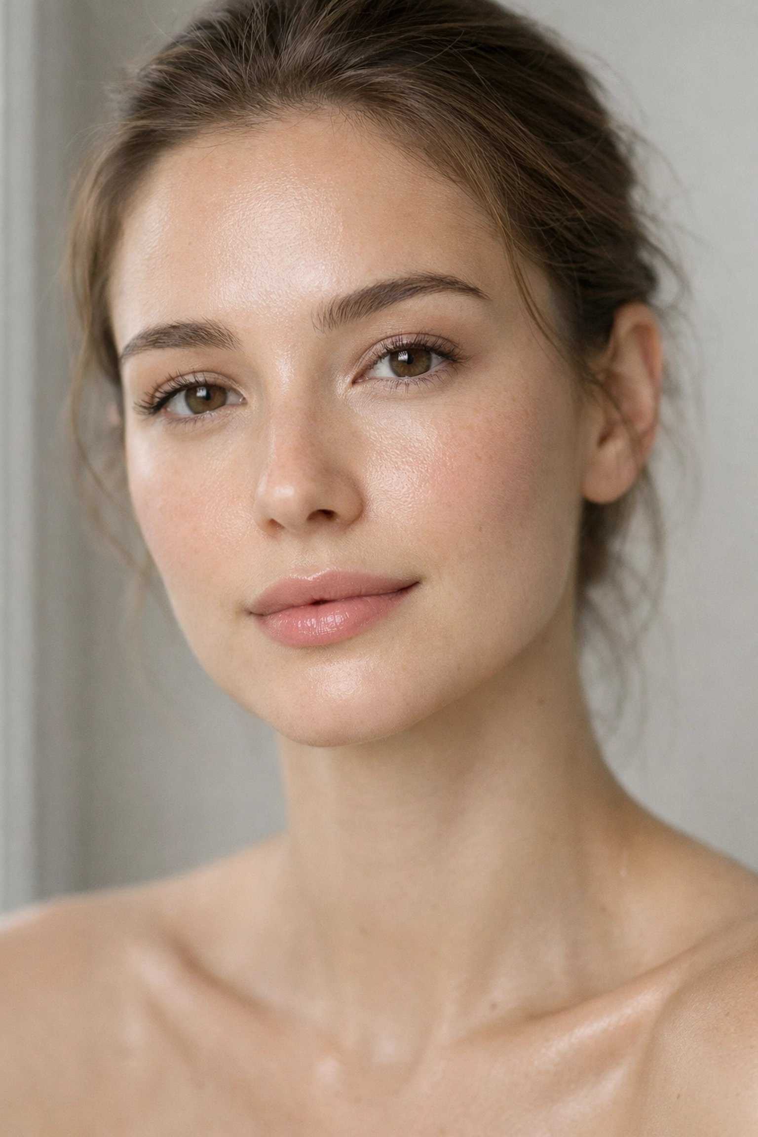 Fresh no-makeup makeup look with dewy skin at The Color Lounge Salon & Spa in Concord.