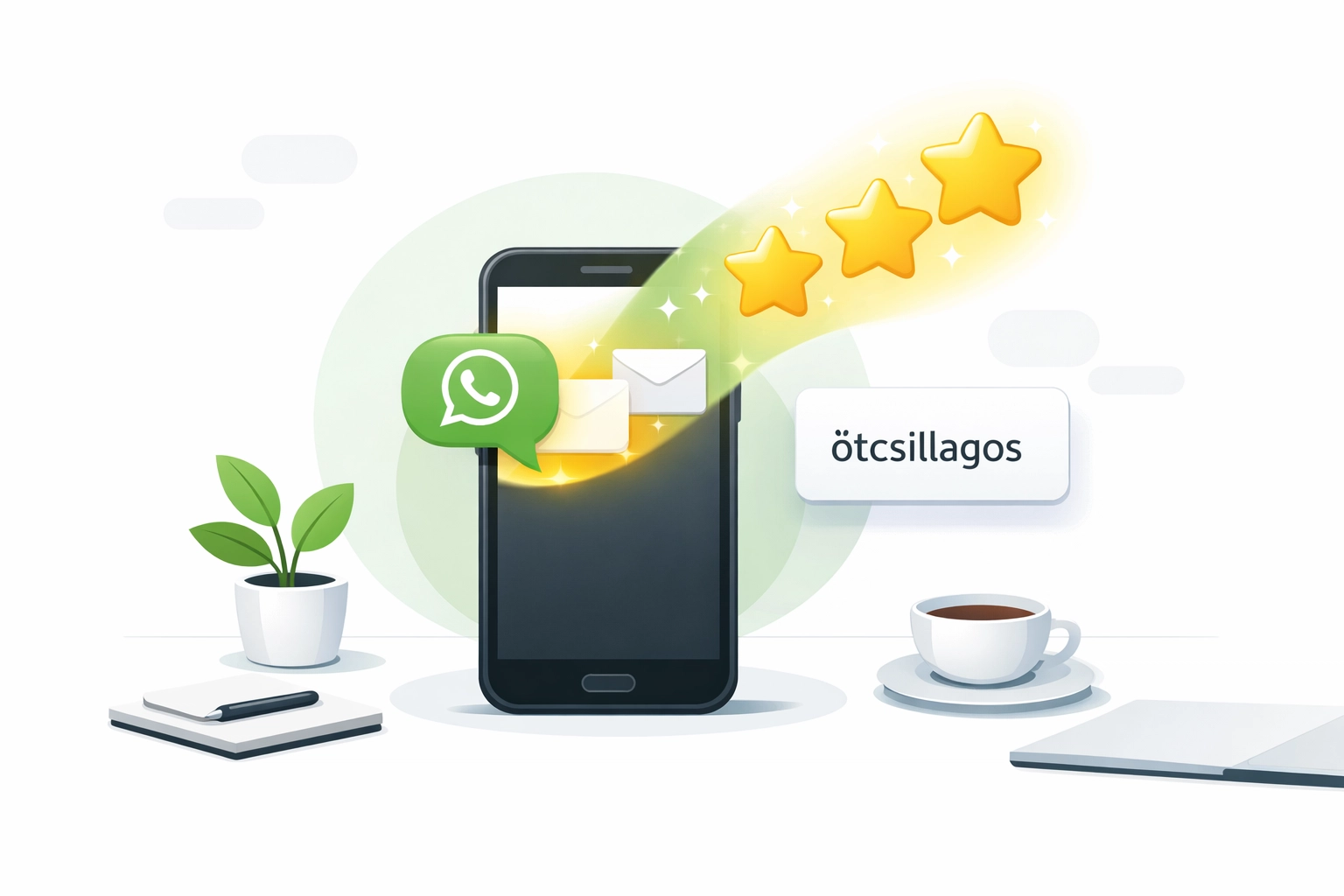 Automatizált WhatsApp és SMS üzenetküldés az ötcsillagos Google értékelések megszerzéséhez.