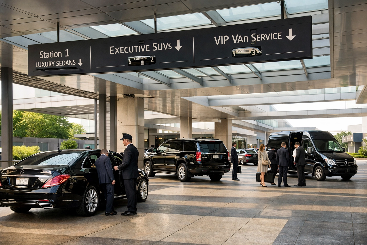 PRESS RELEASE: 7 Critical Super Bowl Transportation Mistakes Costing Companies $50K (And How to Fix Them) Executive transportation hub with multiple luxury vehicles coordinating corporate guest departures