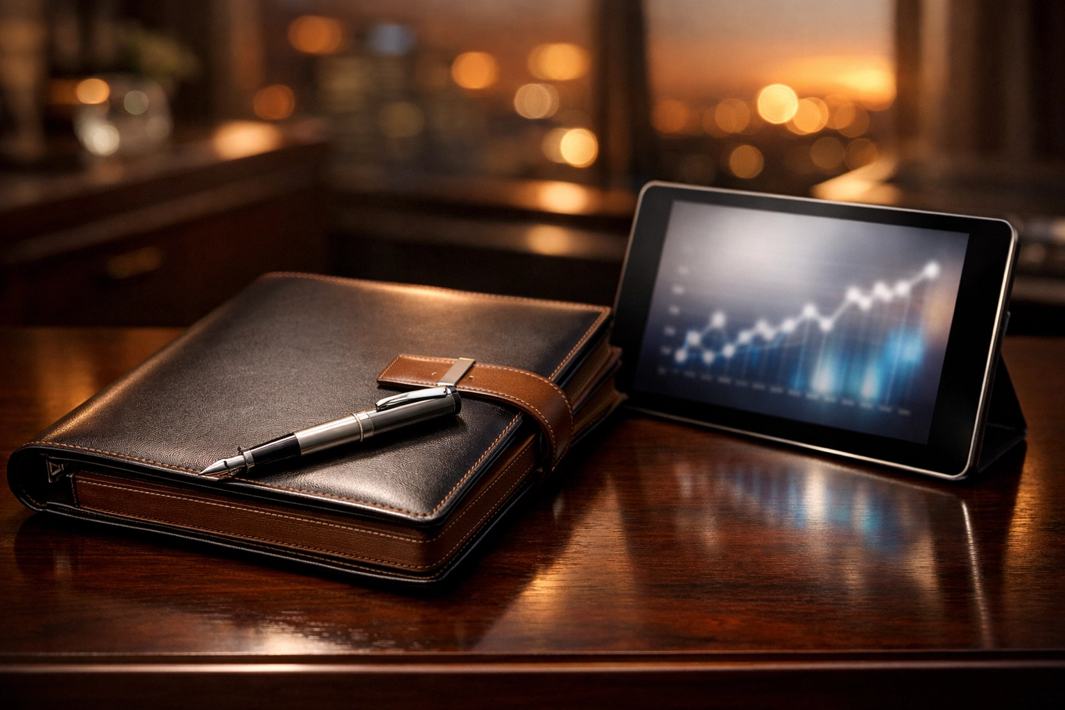 Premium corporate gift set on executive desk for strategic post-Super Bowl brand engagement.