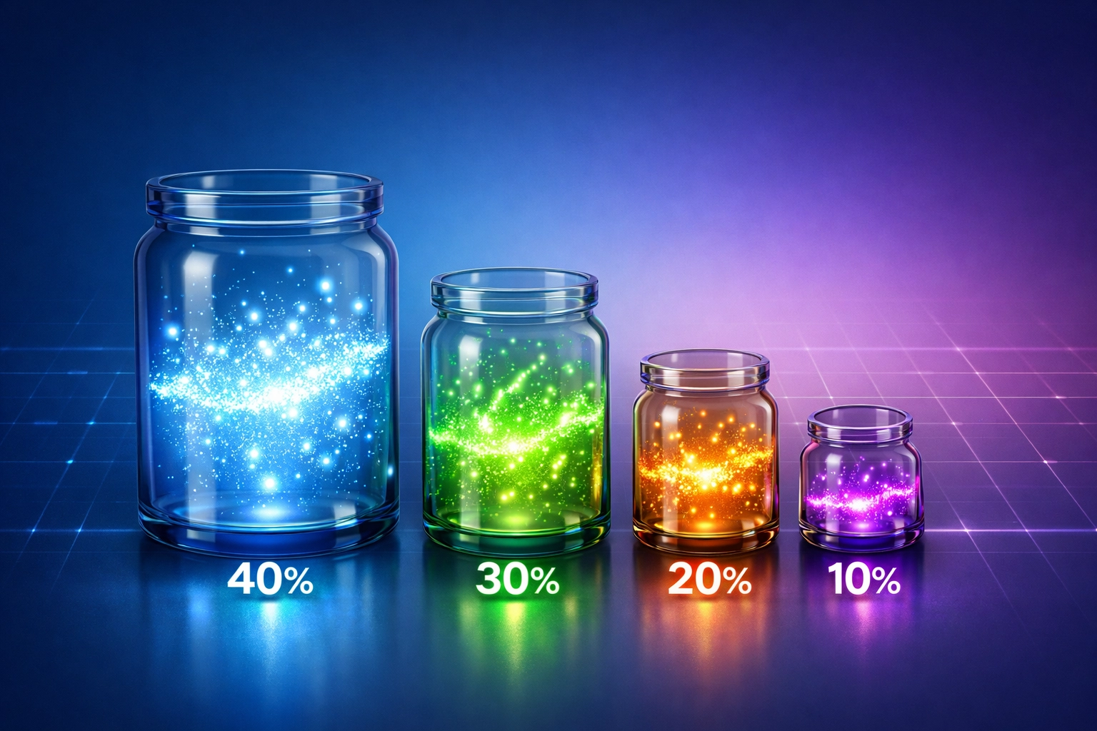 Four-tier allocation model showing 40/30/20/10 crypto portfolio structure for accredited investors