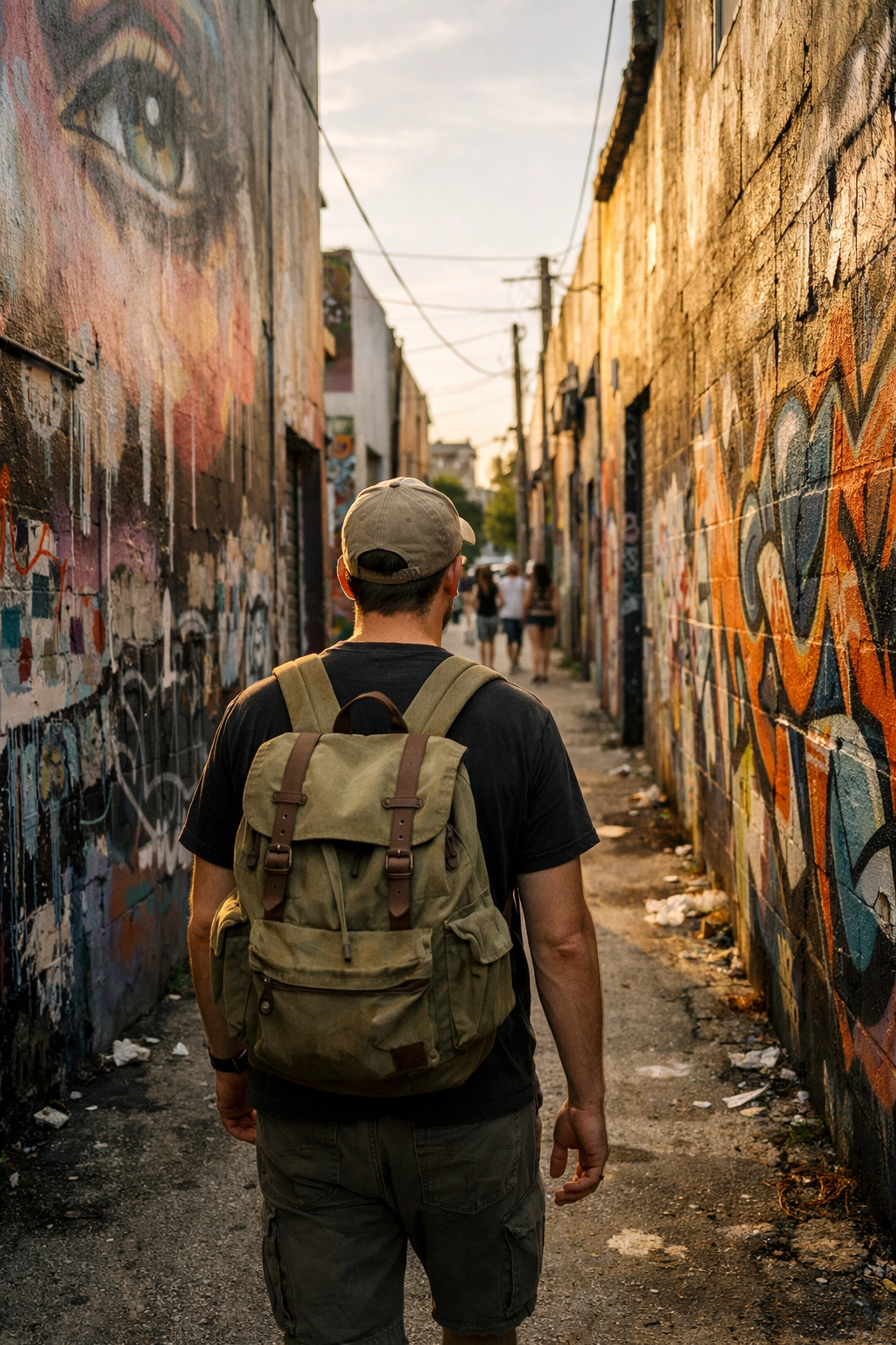 Golden hour Wynwood photography walk past murals and graffiti, a Miami hidden gems alley