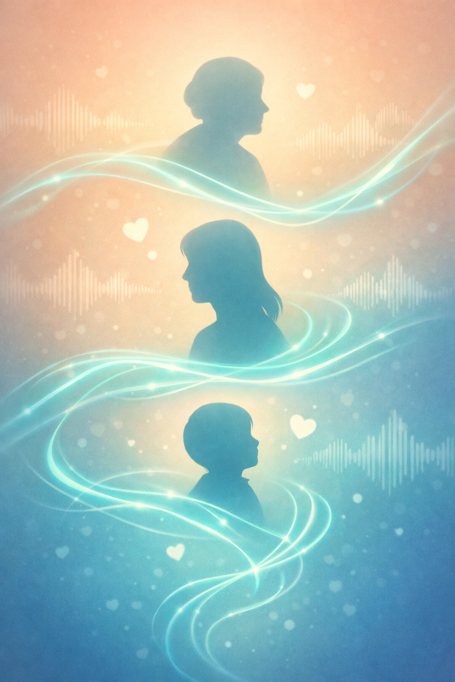 Three generations connected through voice recordings and digital legacy preservation