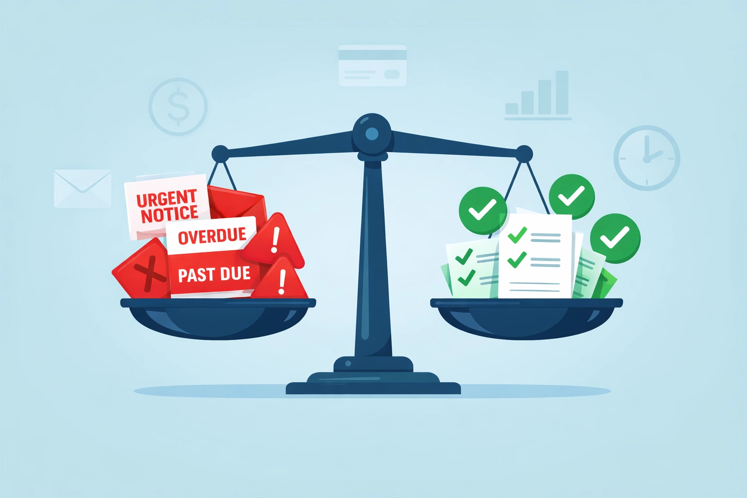 Balance entre colecciones negativas y acuerdos de pago positivos