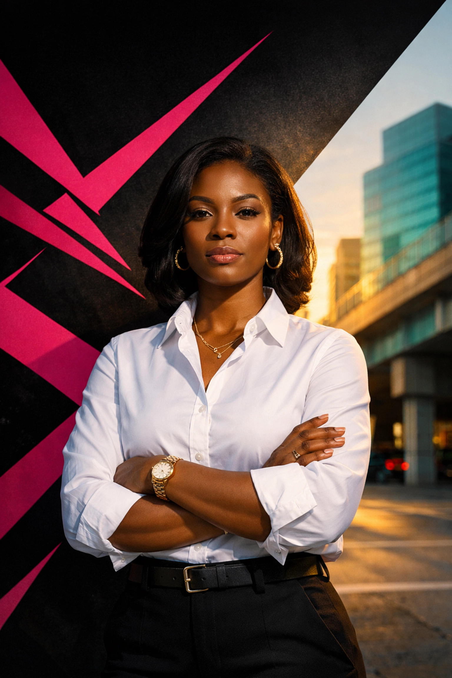 Confident professional woman embodying mental wealth and strong personal boundaries