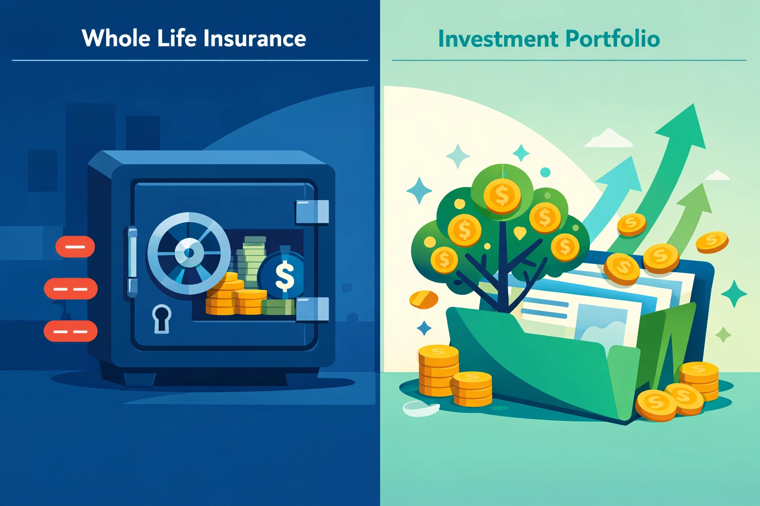 Comparison of whole life insurance fees versus investment account growth for family wealth building