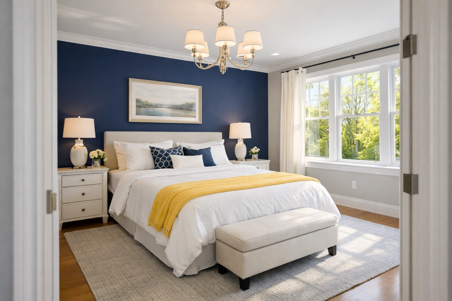 Clean, dust-free master bedroom in Franklin MA highlighting the health benefits of weekly house cleaning.