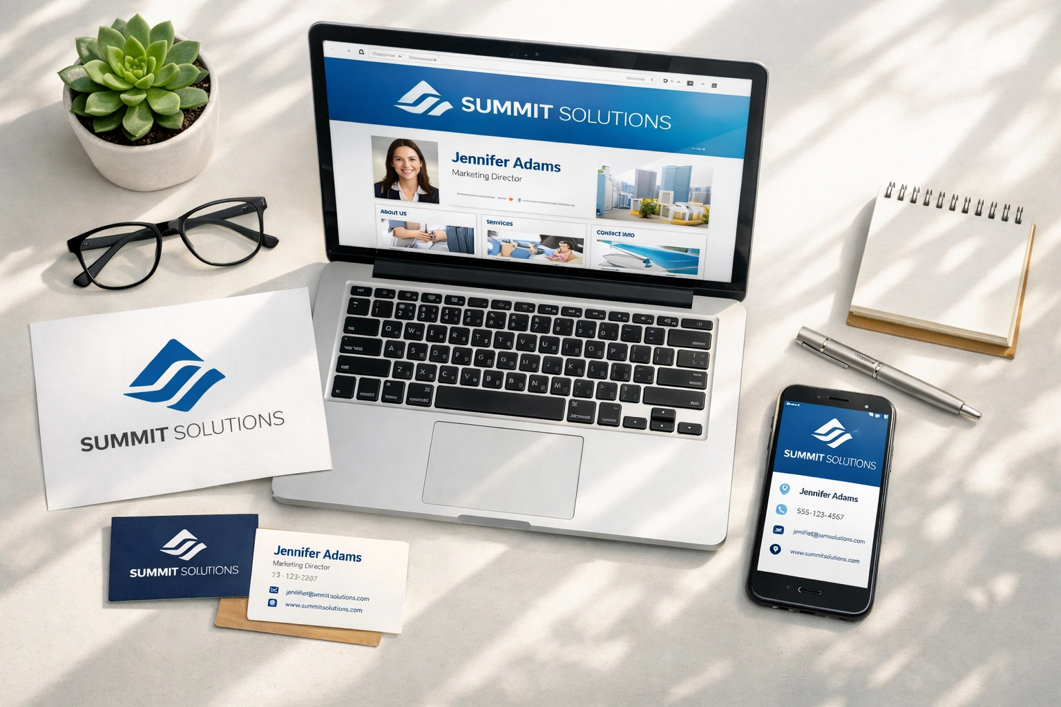 Professional business branding materials for wholesale supplier including logo and contact details