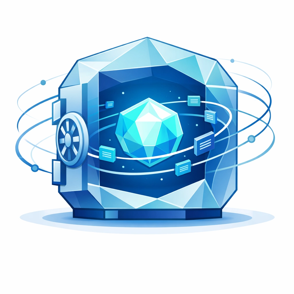 Minimalist secure vault illustrating payment tokenization and data enrichment to improve transaction security.