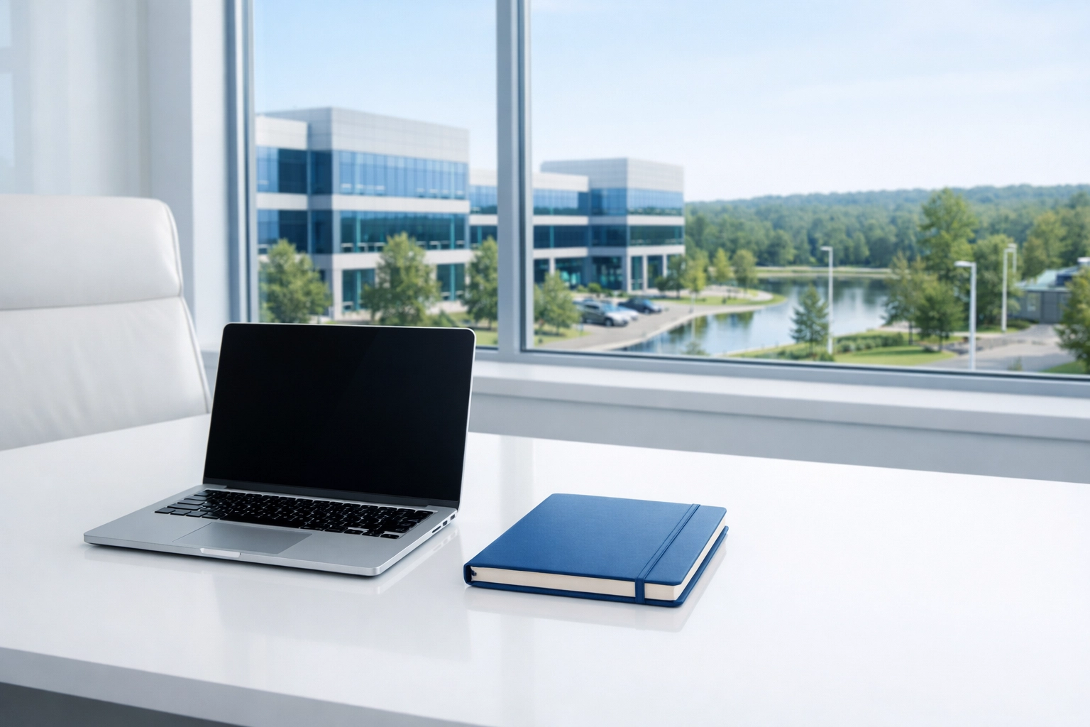 Dust-free minimalist desk highlighting reliable office cleaning services in Lunenburg, MA.