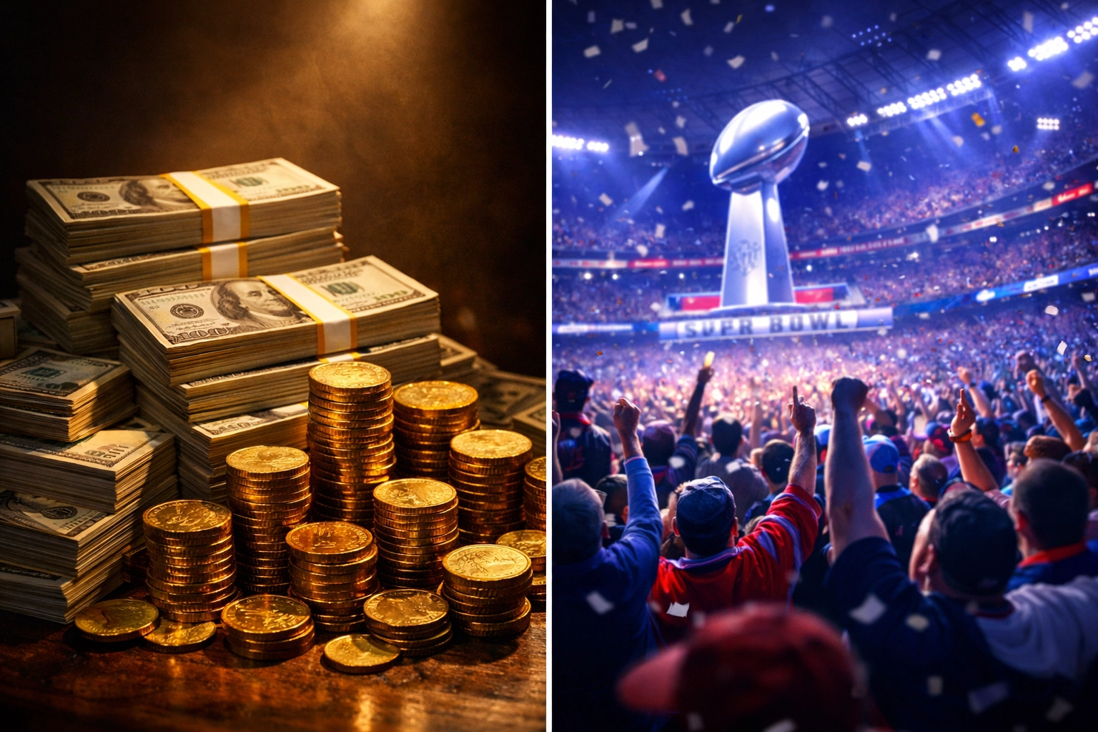 Super Bowl advertising costs versus stadium audience reach showing investment and viewership data