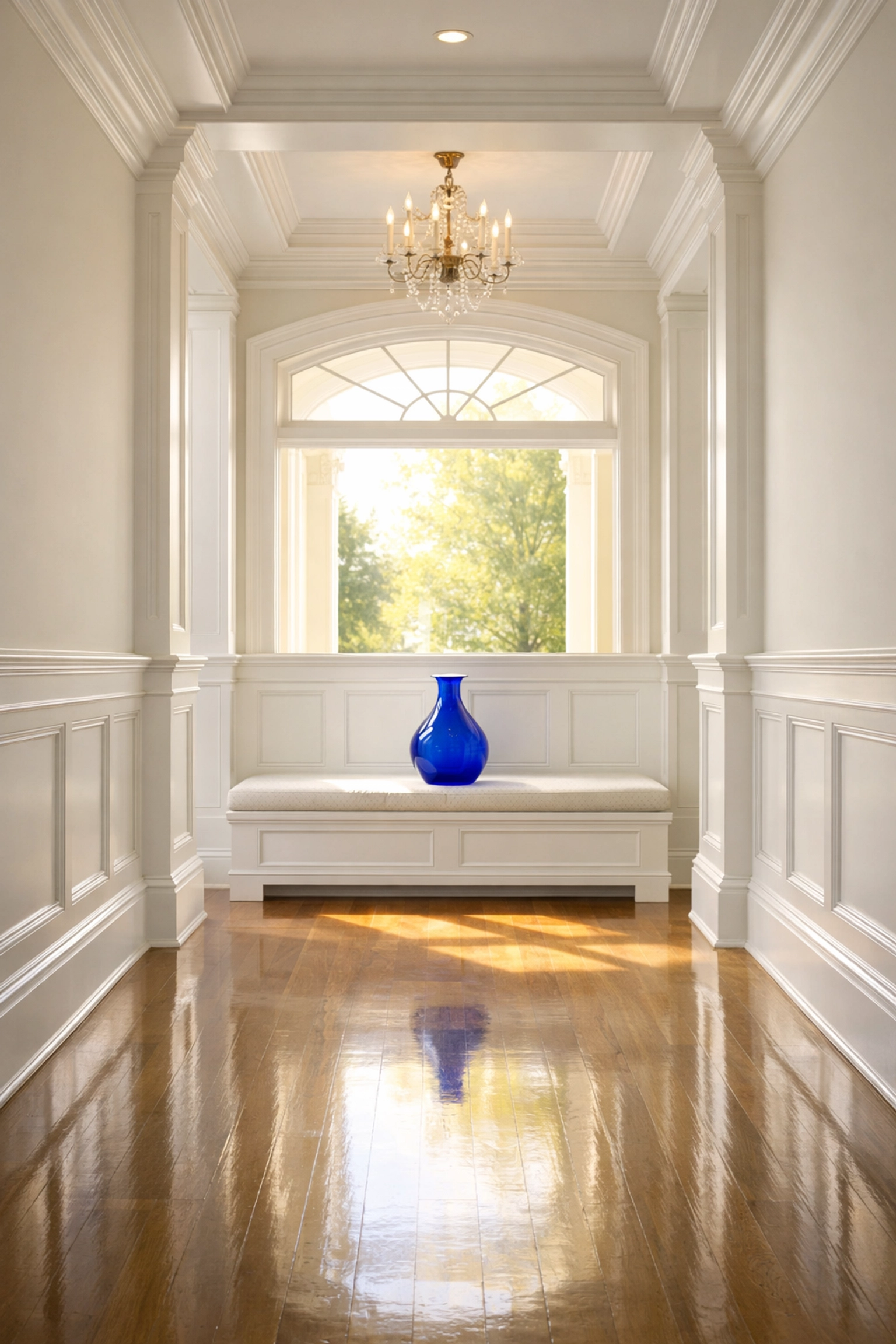 Spotless foyer of a Westford estate with clean baseboards following move-in cleaning services.