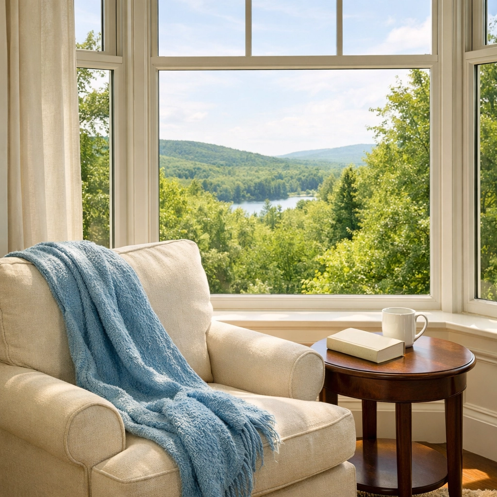 Tidy reading nook in a Dunstable home showcasing the peace of a bi-weekly cleaning service.