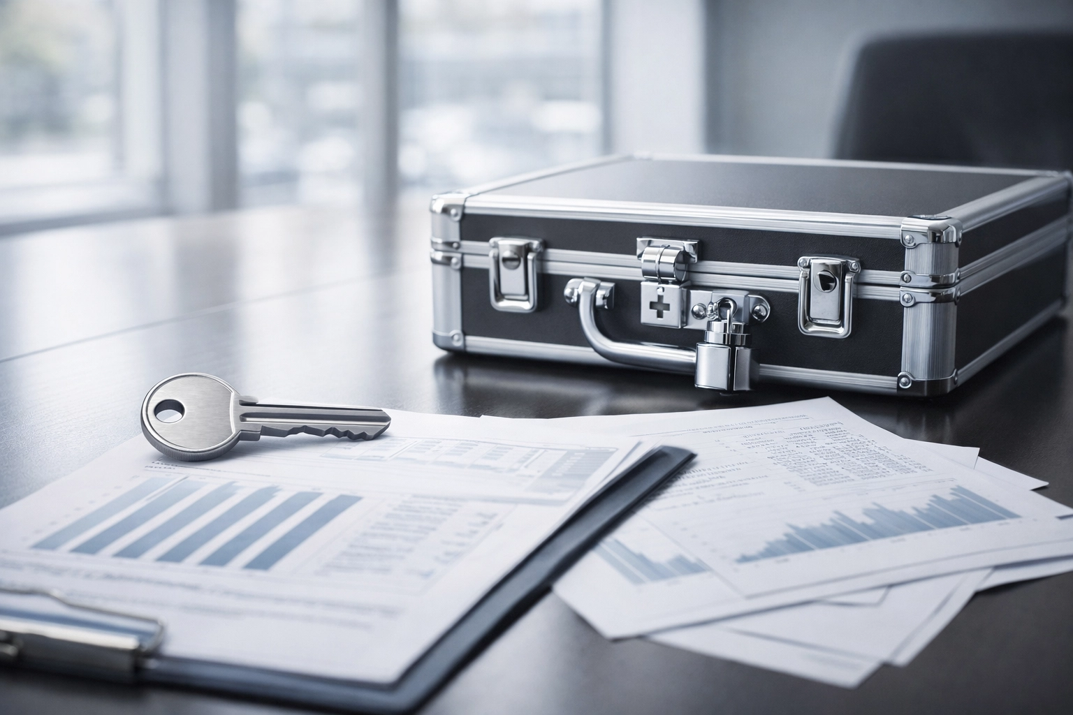 A chrome key and crystal cube symbolizing protected business valuation during a secure Vietnam market exit.