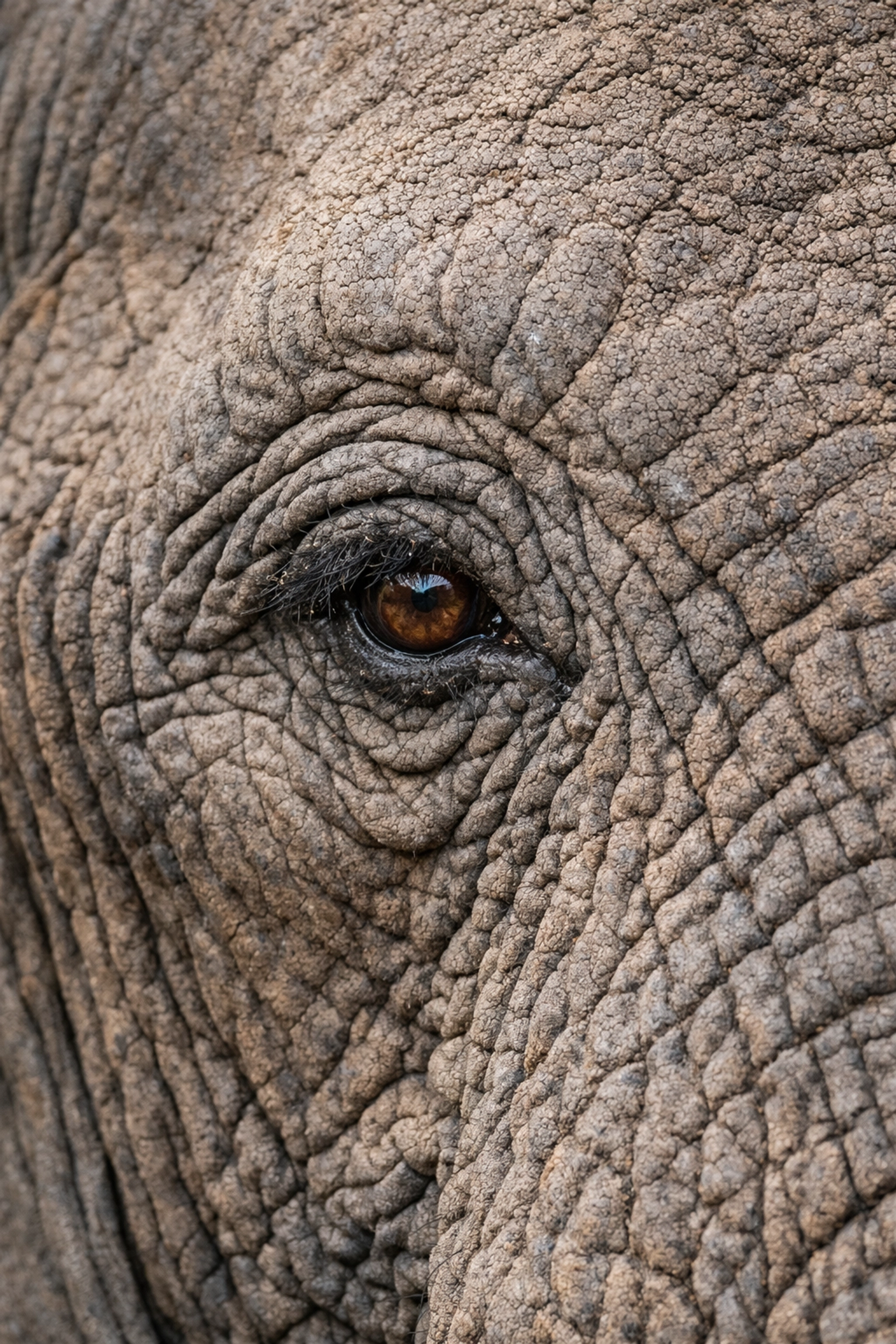 Detailed macro shot of an African elephant eye to enhance zoo conservation storytelling.