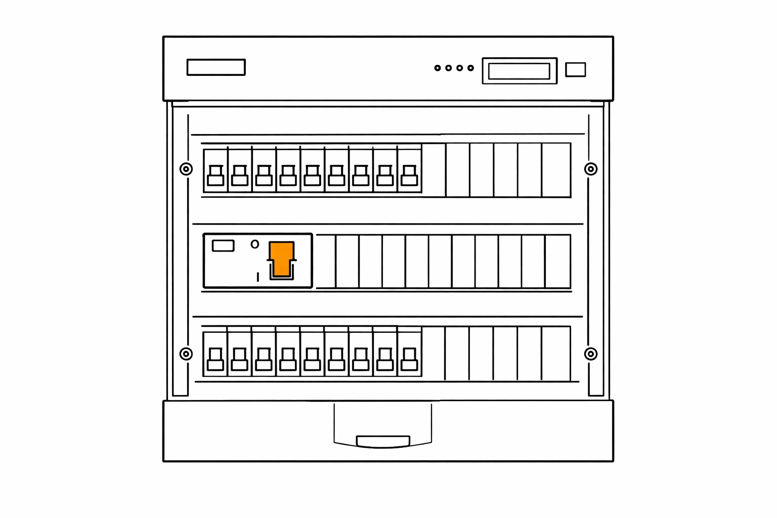Sicherungskasten mit FI-Schalter zur Fehlersuche bei einem Stromausfall in Wien.