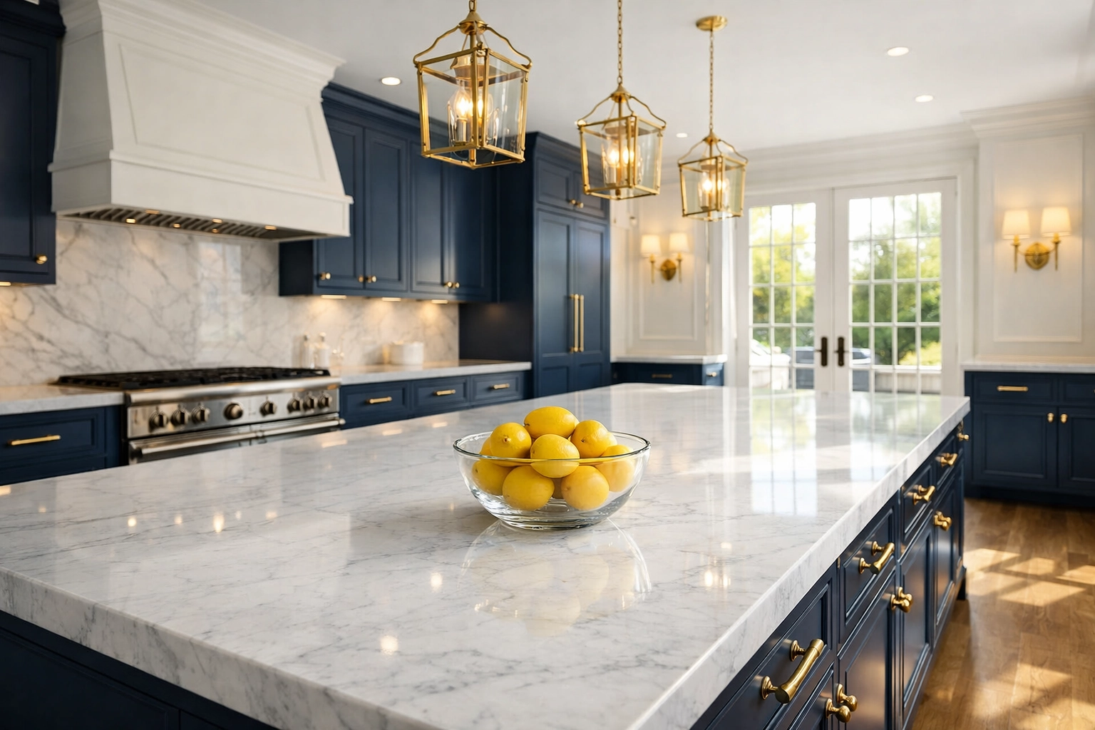 Spotless luxury kitchen in Newton MA after a professional standard house cleaning service.