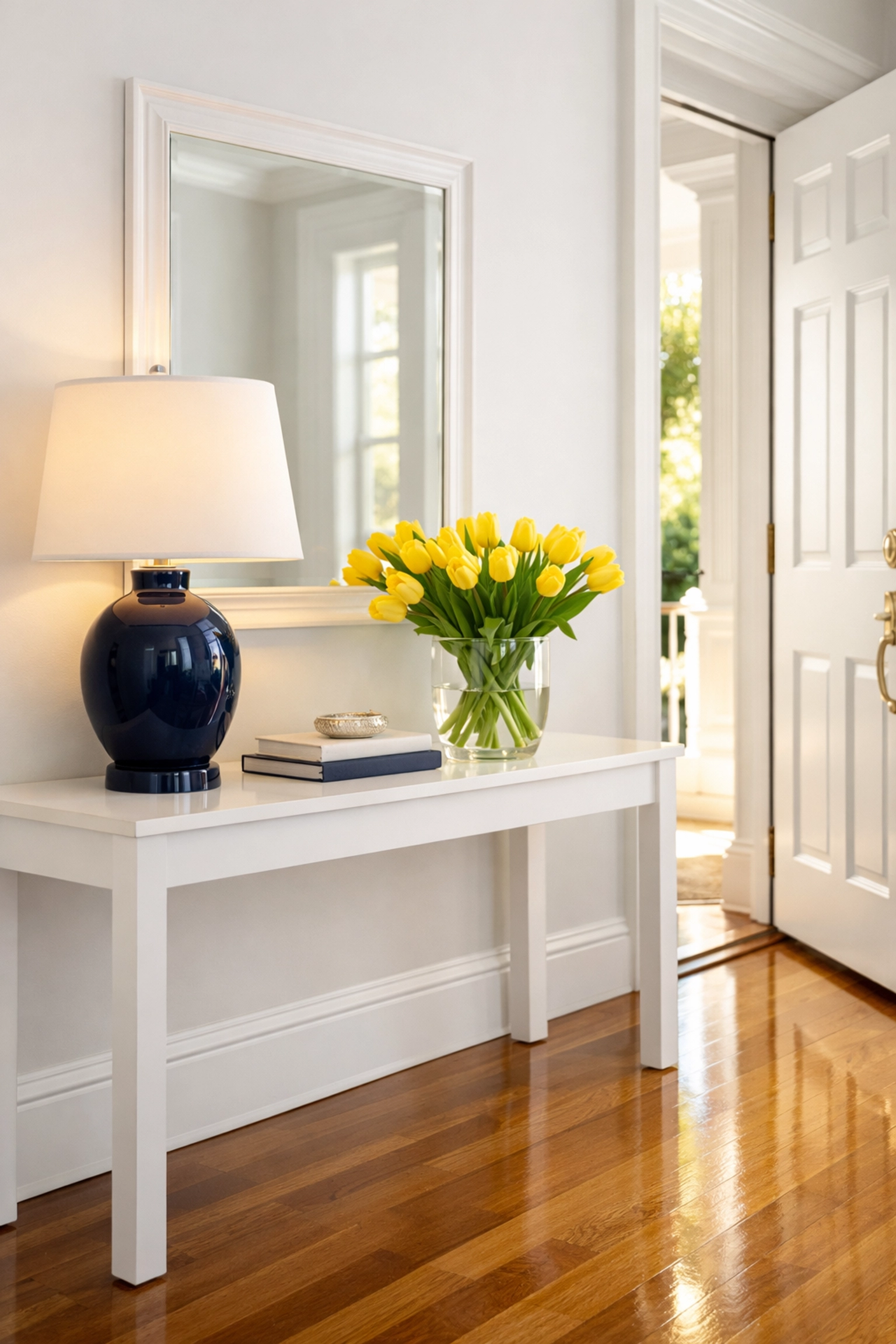 A clean and welcoming Wayland home entryway highlighting the quality of weekly house cleaning Wayland MA.