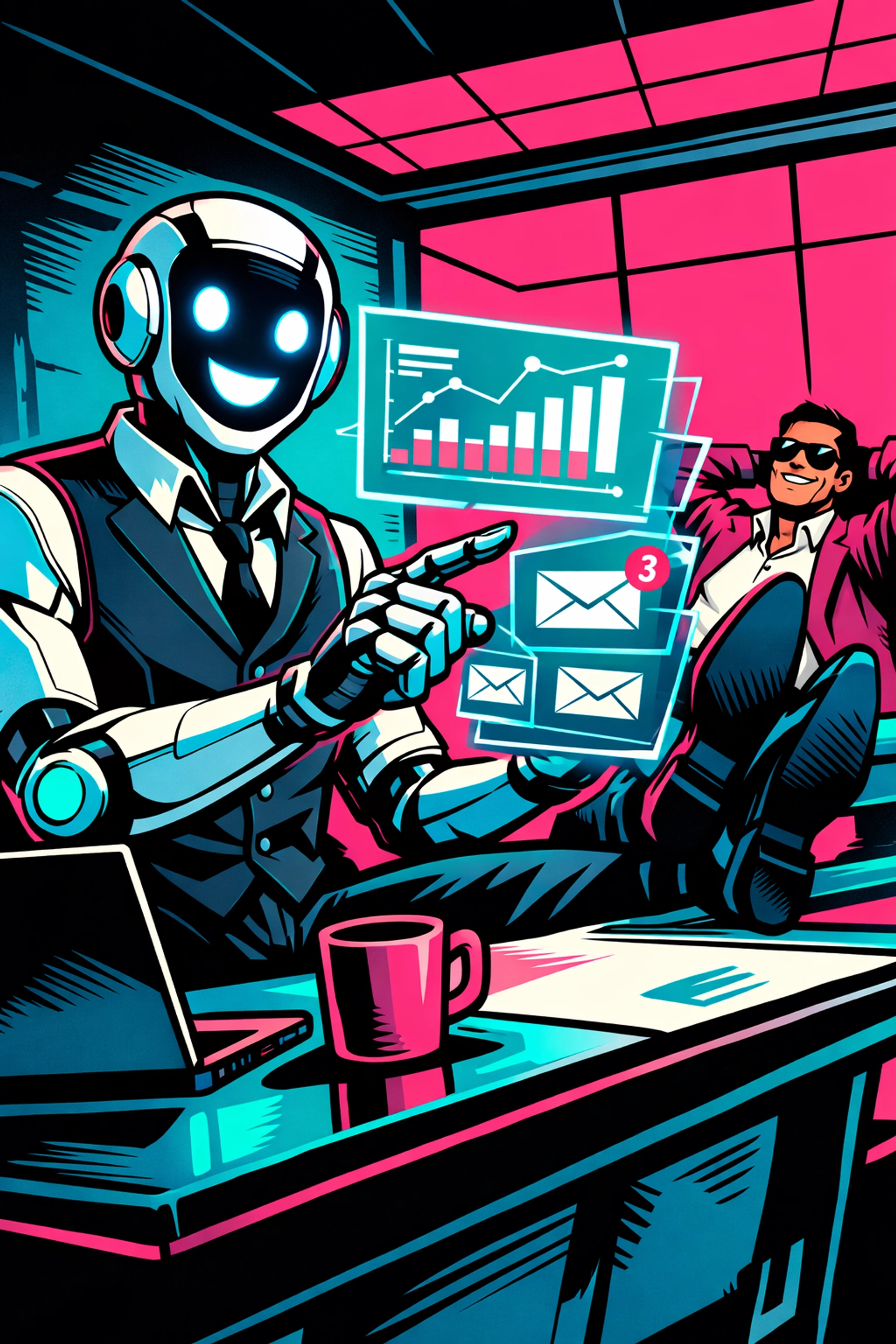 AI virtual assistant for business managing emails and schedules while the owner focuses on growth.