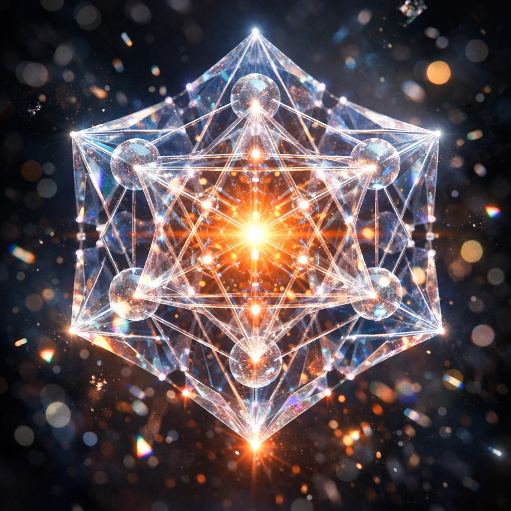 Sacred geometry light structure symbolizing nervous system regulation and the harmonic power of breath.