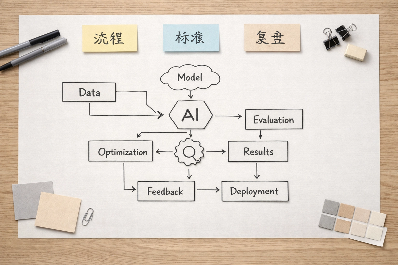 AI工作流与训练体系的概念图（流程、标准、复盘）