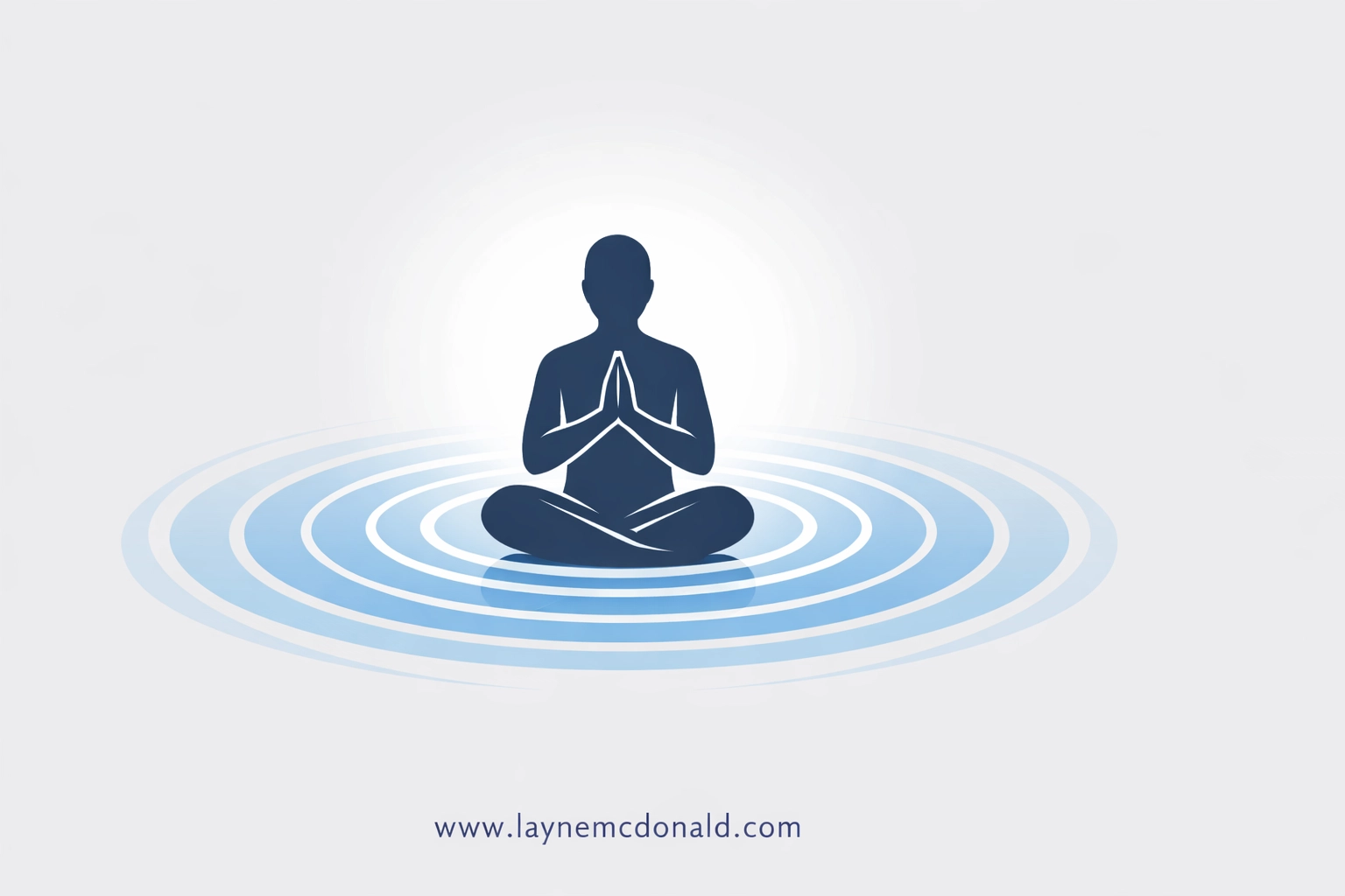 A minimalist figure in prayer with blue ripples symbolizing inner peace and emotional regulation.