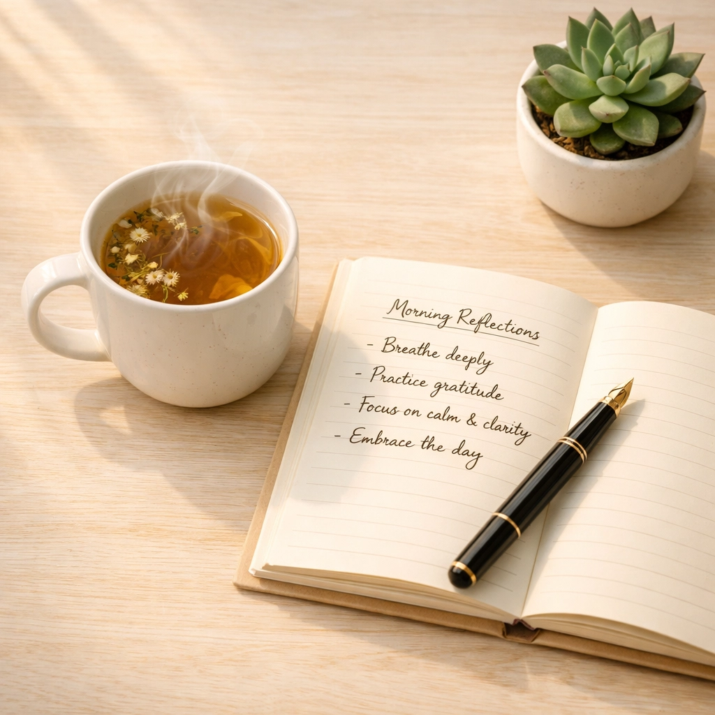 Herbal sleep tea and journal for Sunday night insomnia relief and nervous system reset
