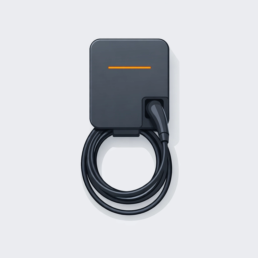 Technische Zeichnung einer modernen Wallbox Ladestation für die Installation in Wien.