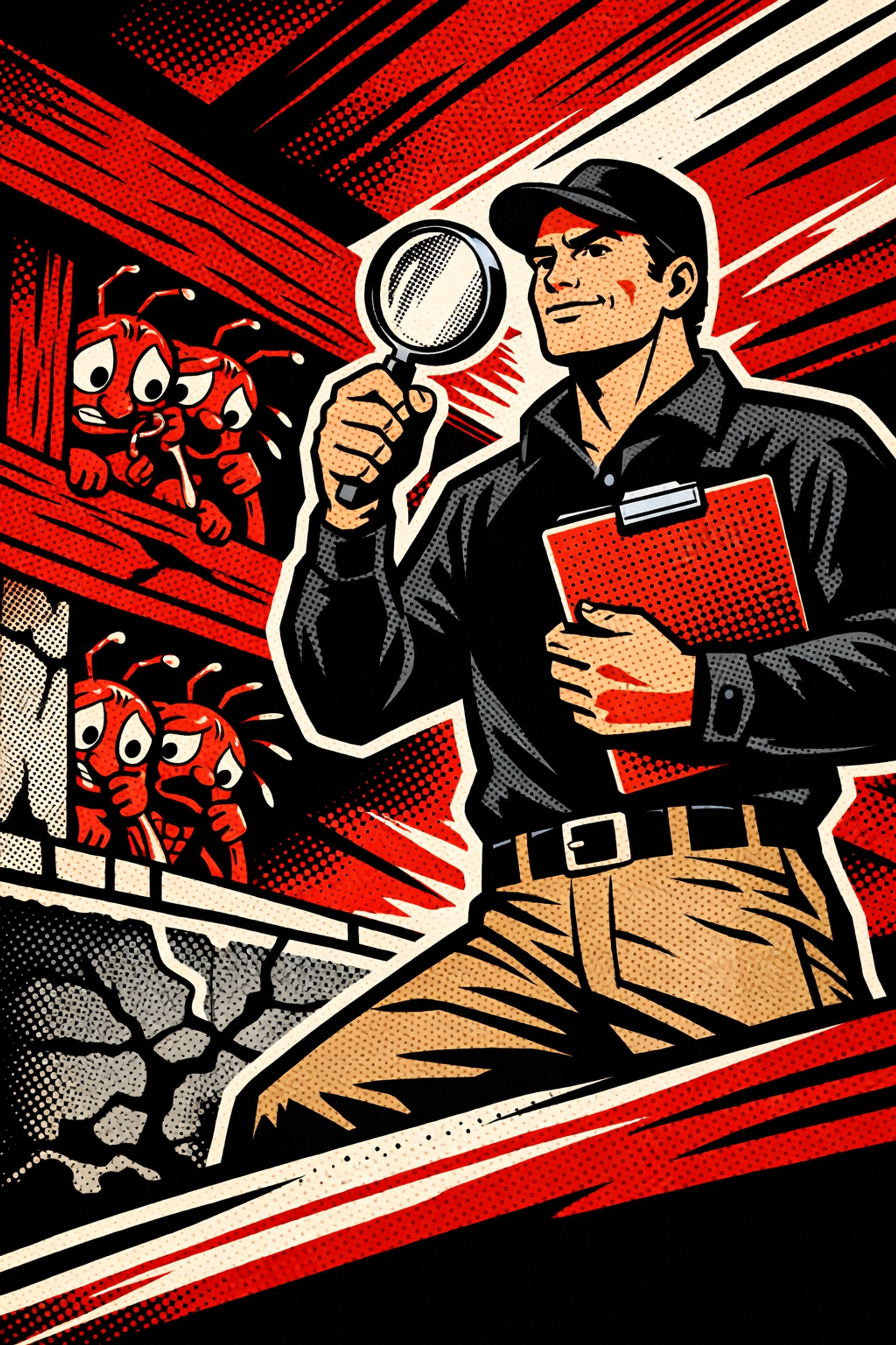 Pest control technician inspecting home foundation for termites in Jasper AL