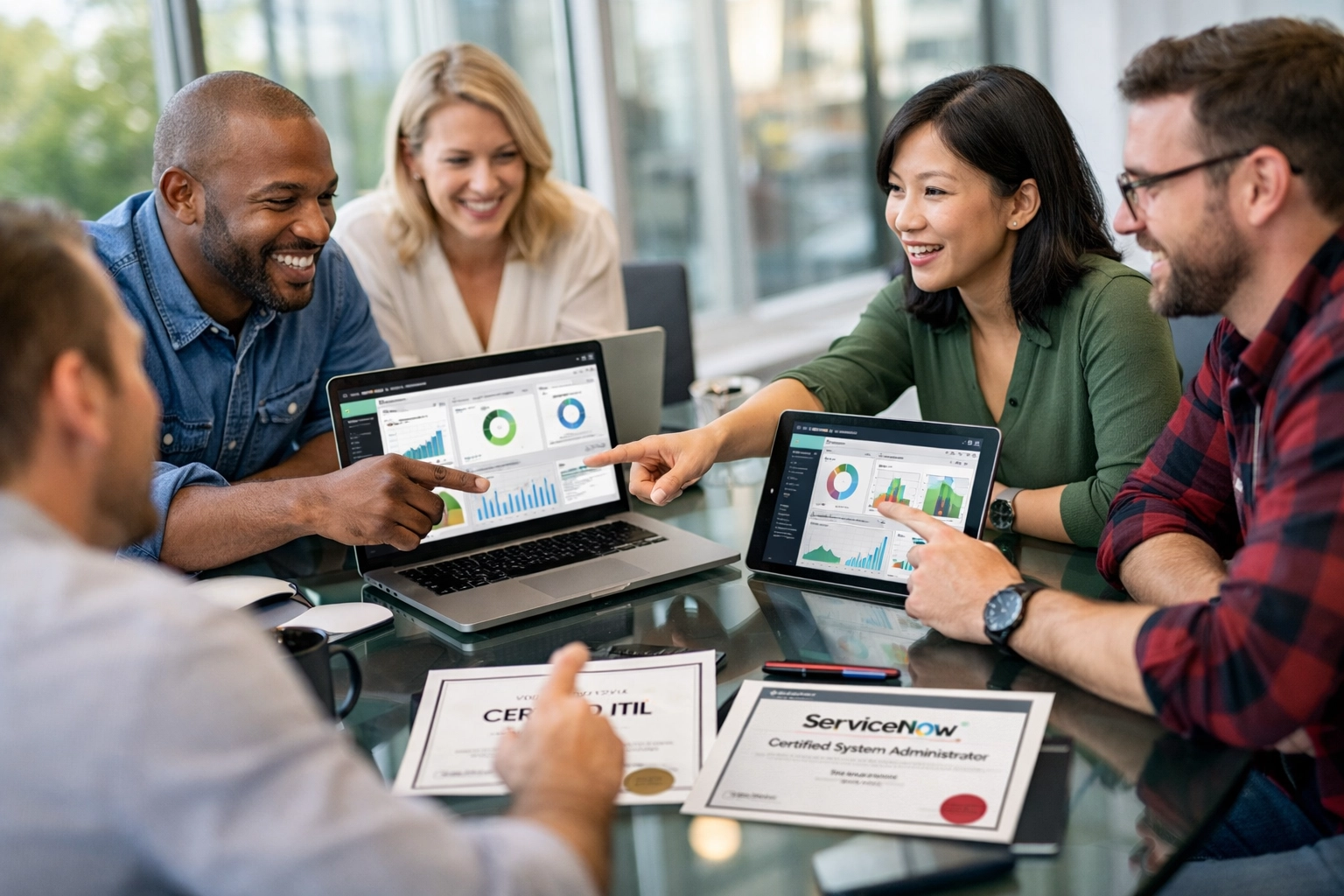 ServiceNow consulting team reviewing ITOM certifications and technical expertise credentials