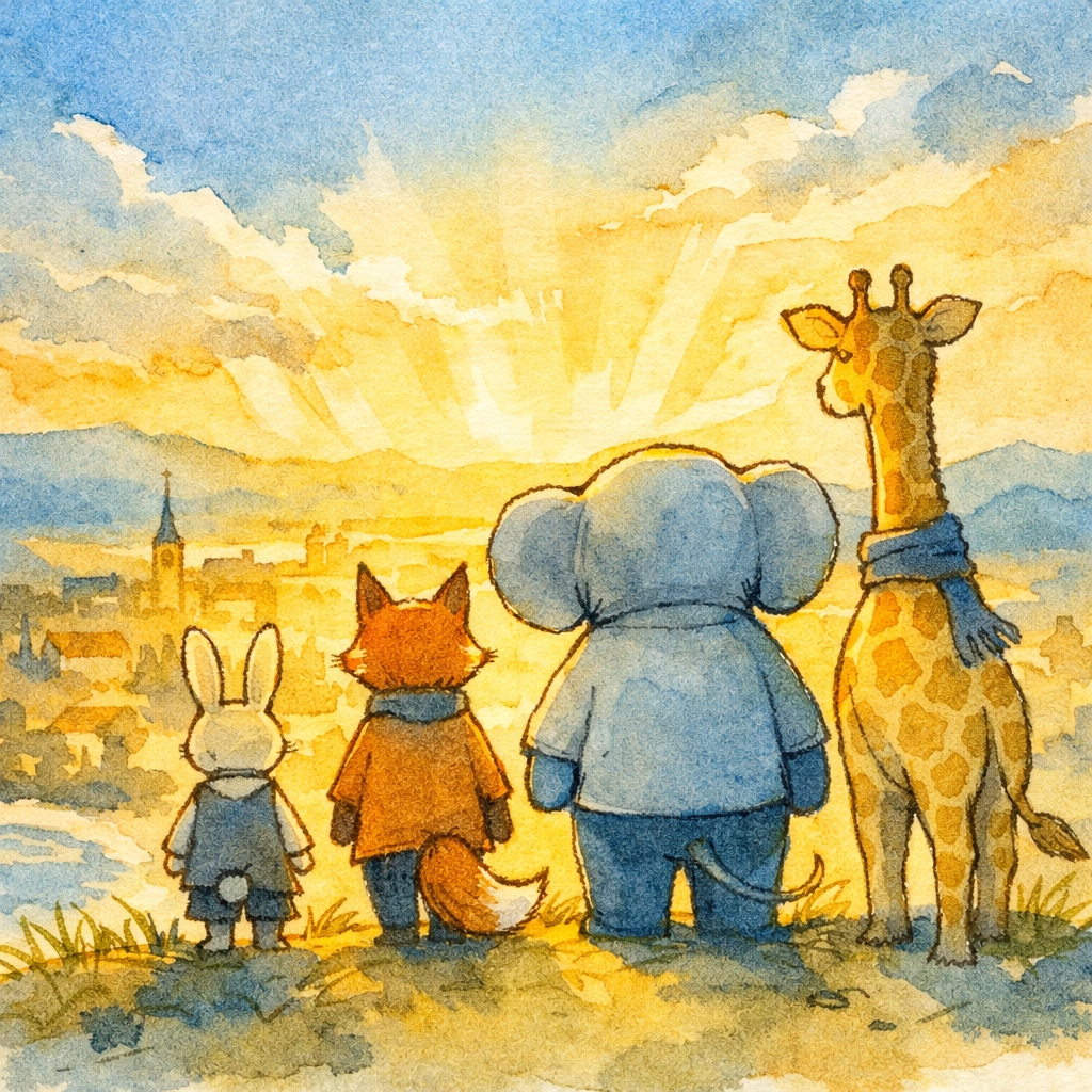 Diverse animals viewing city together symbolizing Zootopia 2 themes of community and harmony