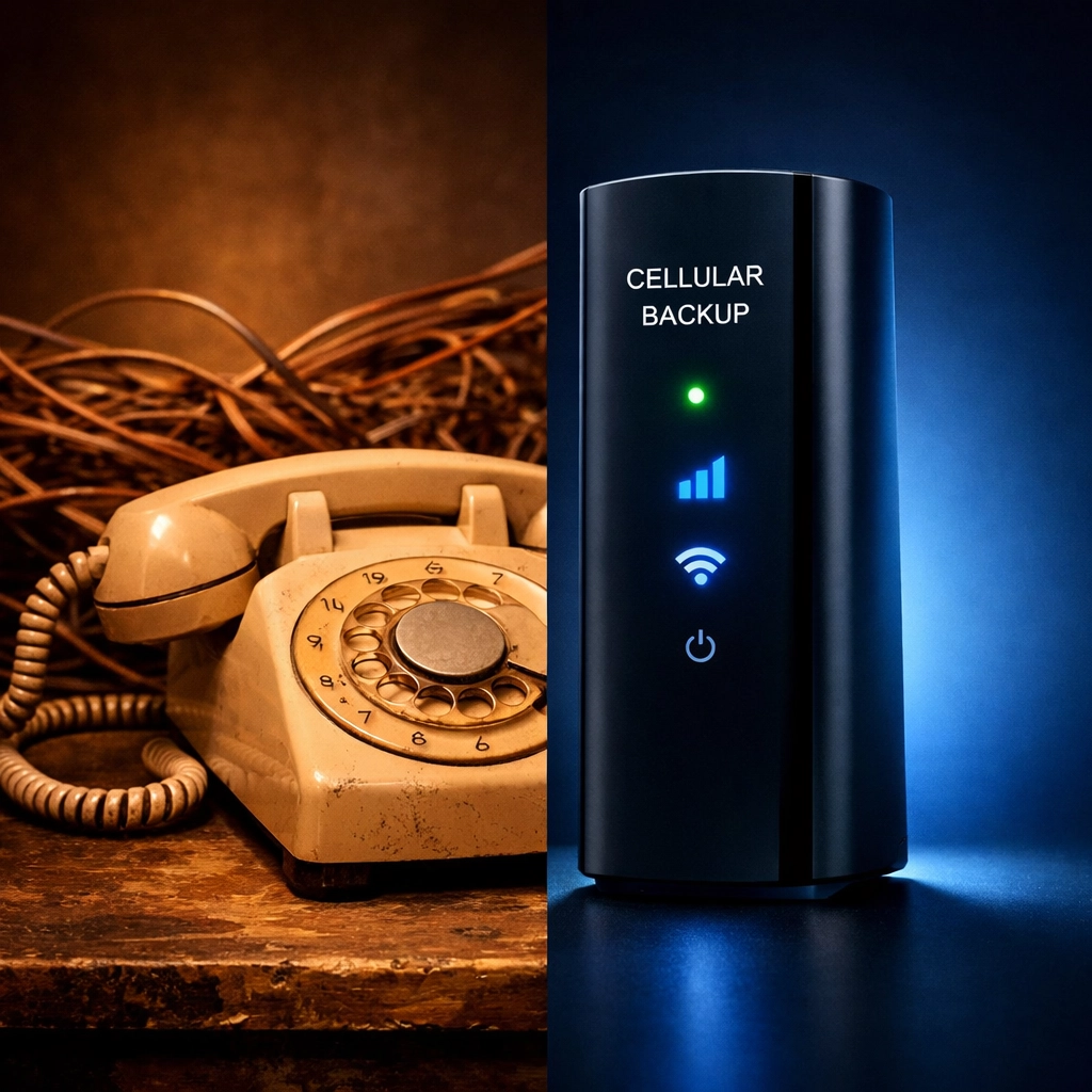 POTS line telephone versus modern cellular backup device for phone line replacement