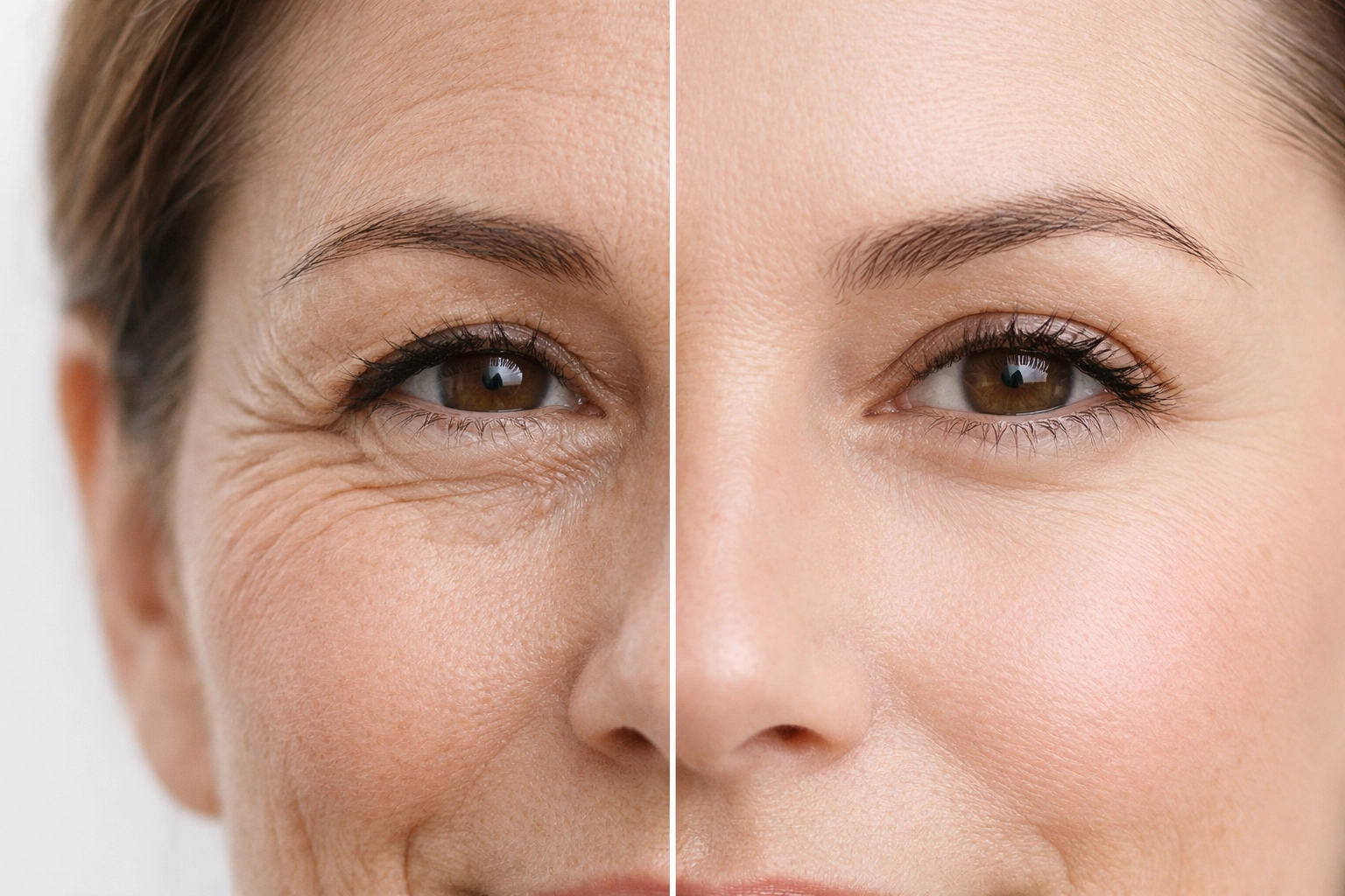 Before and after comparison showing wrinkle prevention with neuromodulator treatment