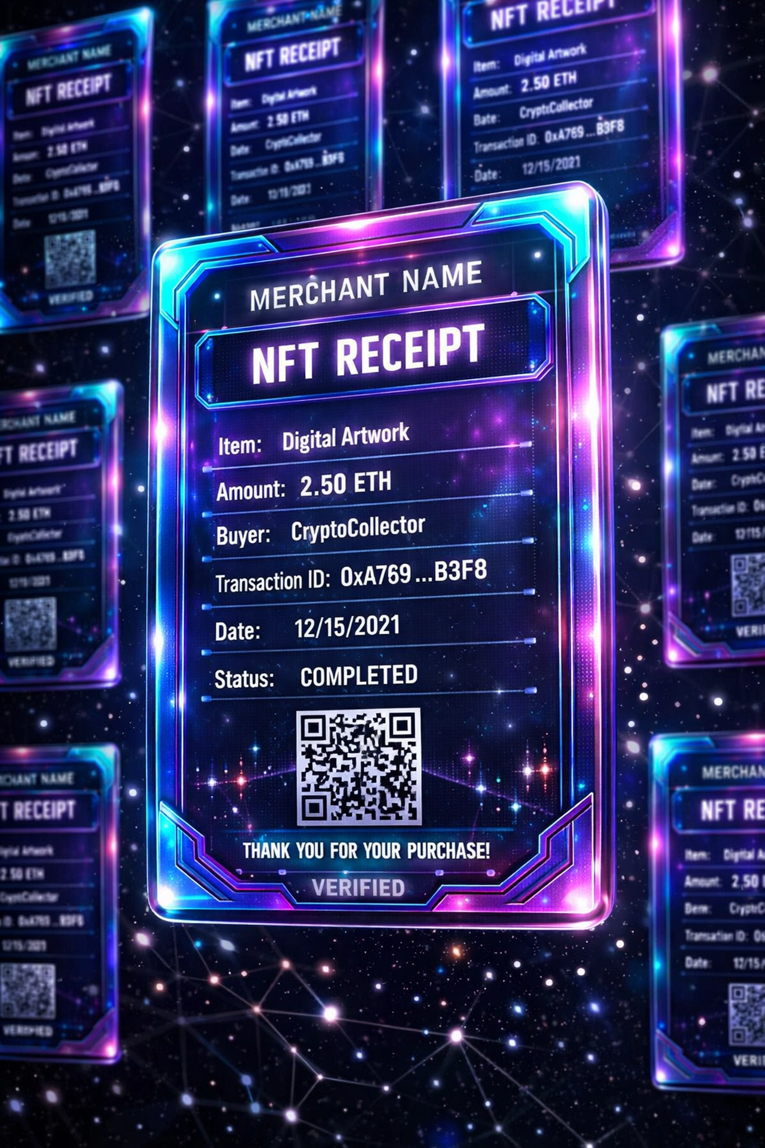 NFT receipt with custom merchant branding on blockchain