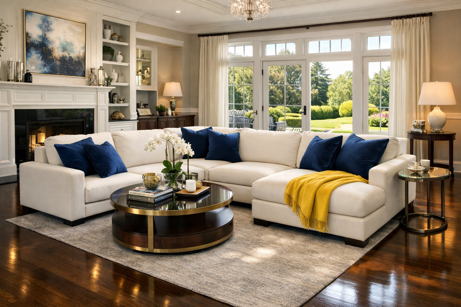 Immaculate MetroWest living room with dust-free floors, highlighting the results of Deep Cleaning Westford.