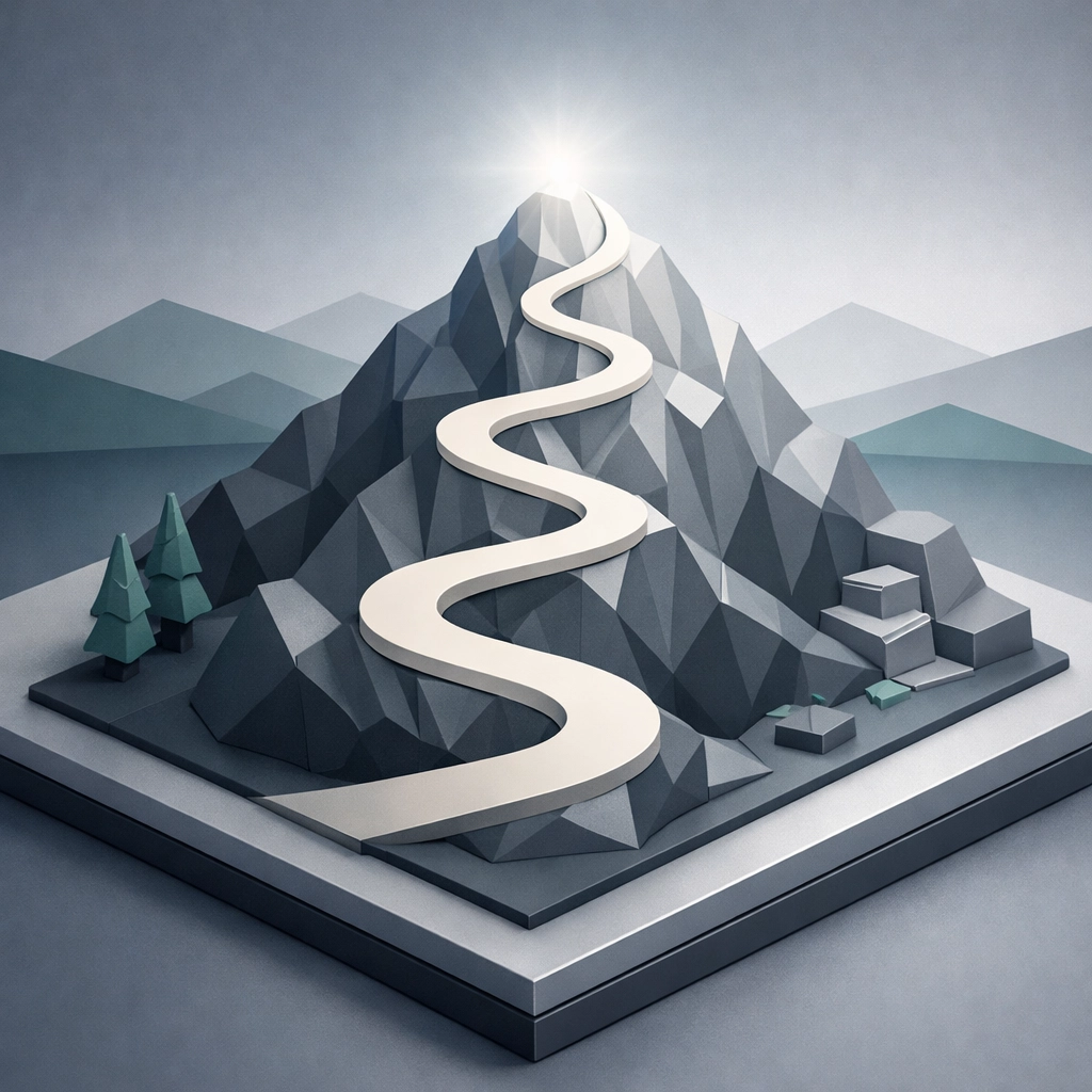 A path leading to a mountain summit symbolizing the journey to reaching a million-dollar TSP retirement balance.