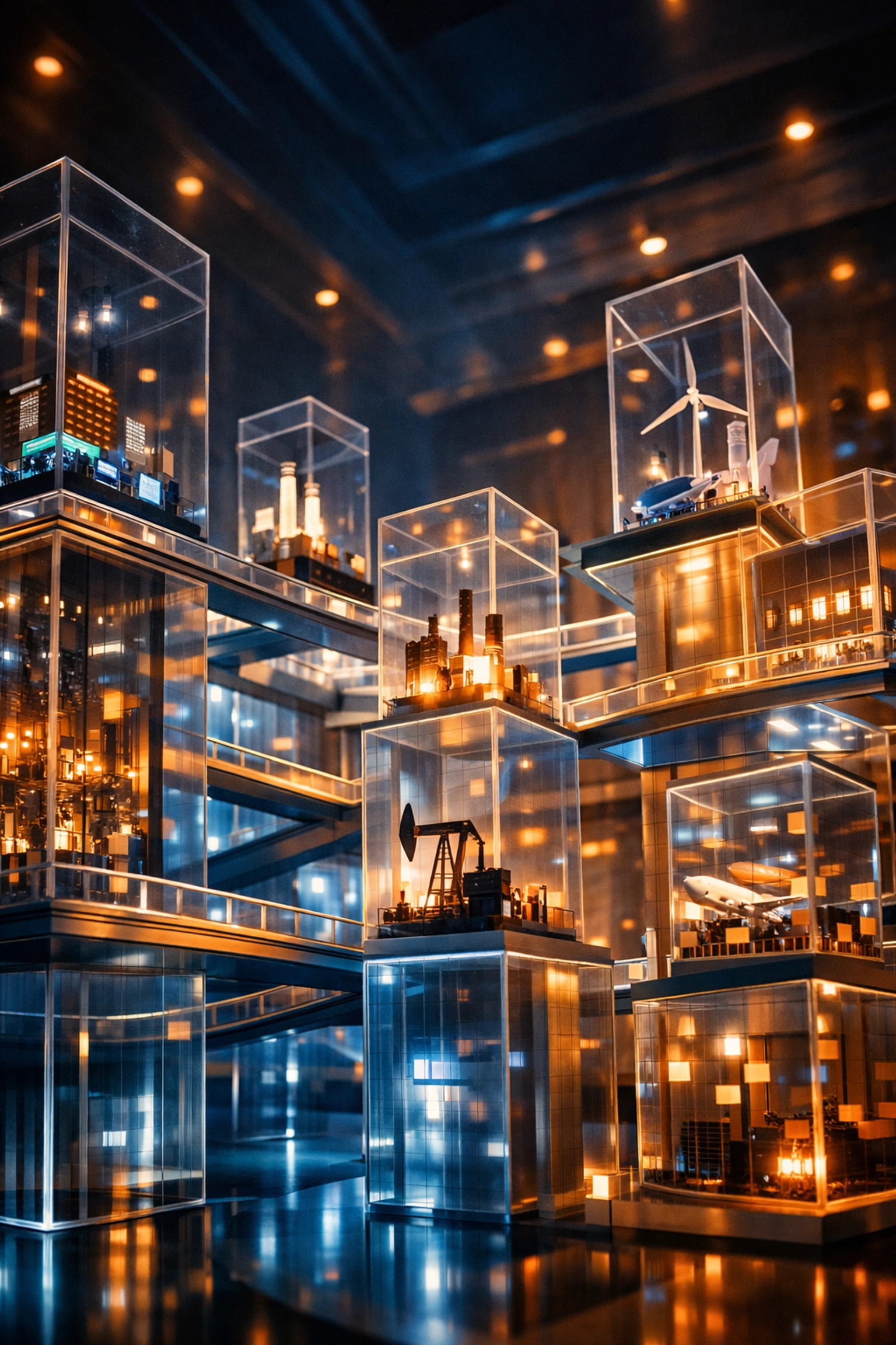 Diversified private equity portfolio structure showing interconnected investments at scale