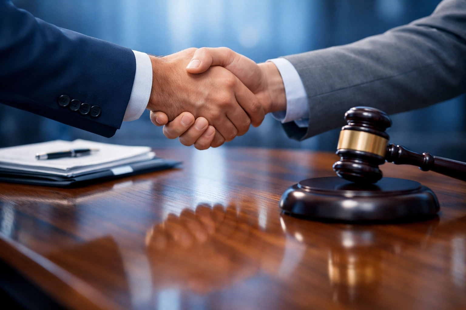 Divorce attorneys shaking hands in Hampton Roads legal consultation