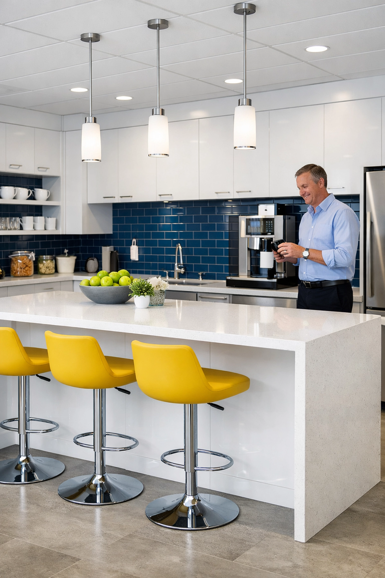 Spotless corporate breakroom in Bedford after professional commercial cleaning services.